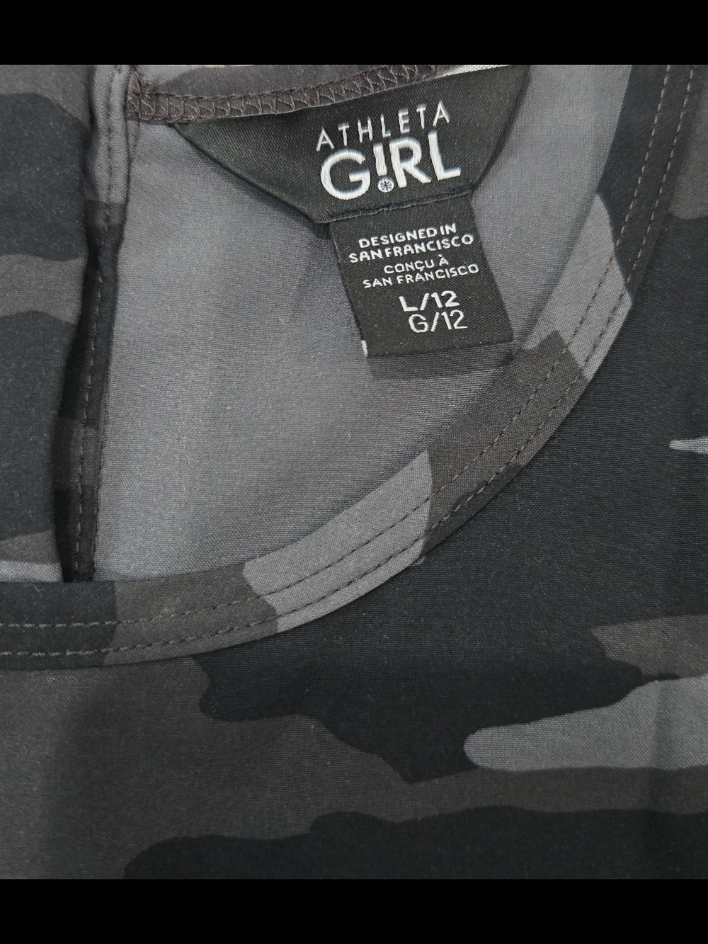 Athleta Girl "On The Go" Black & Gray Camo Romper - Picture 3 of 3